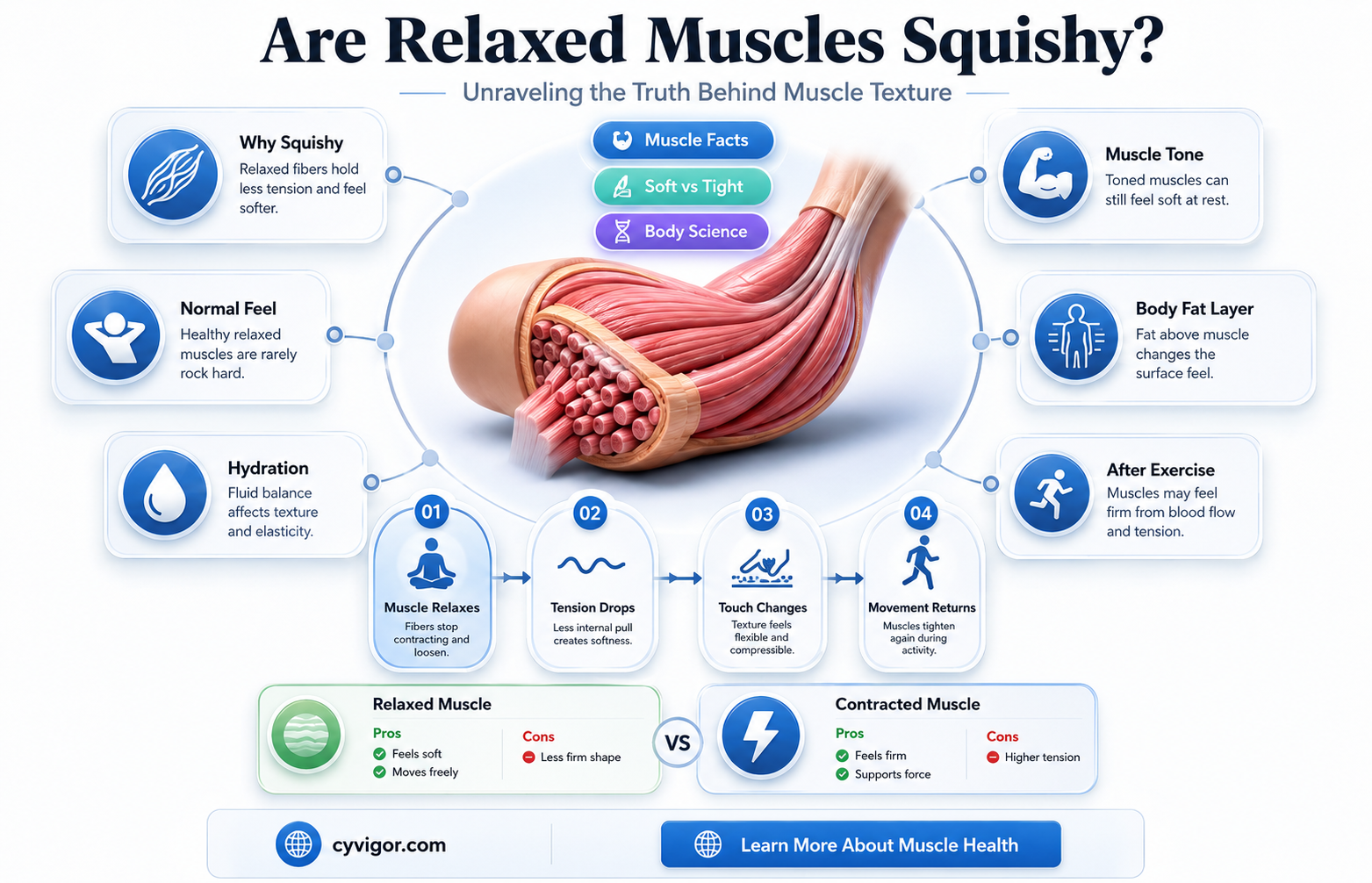 are muscles squishy when relaxed