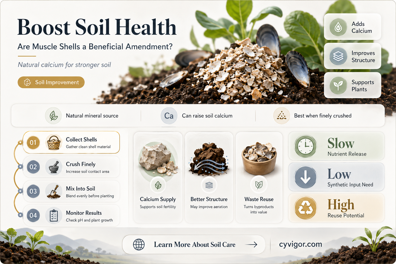 are muscle shells good to add to soil