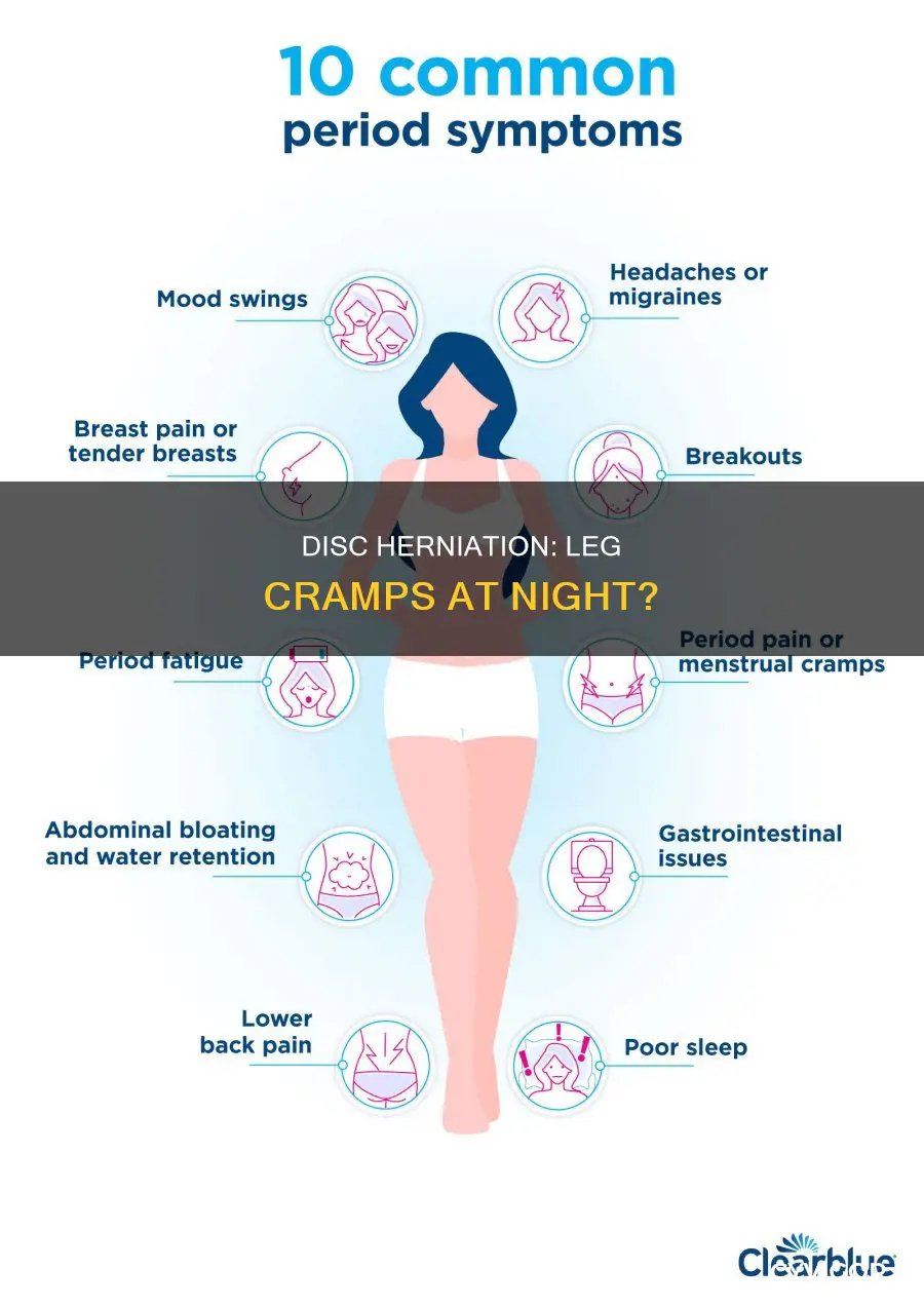 can disc herniation cause leg muscle cramp in night
