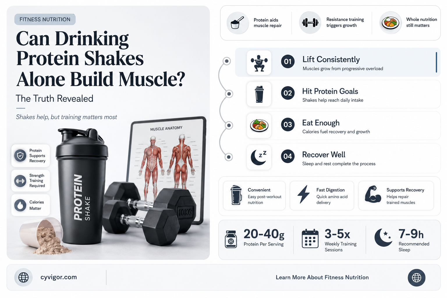 are my muscles going to grow by drink protein