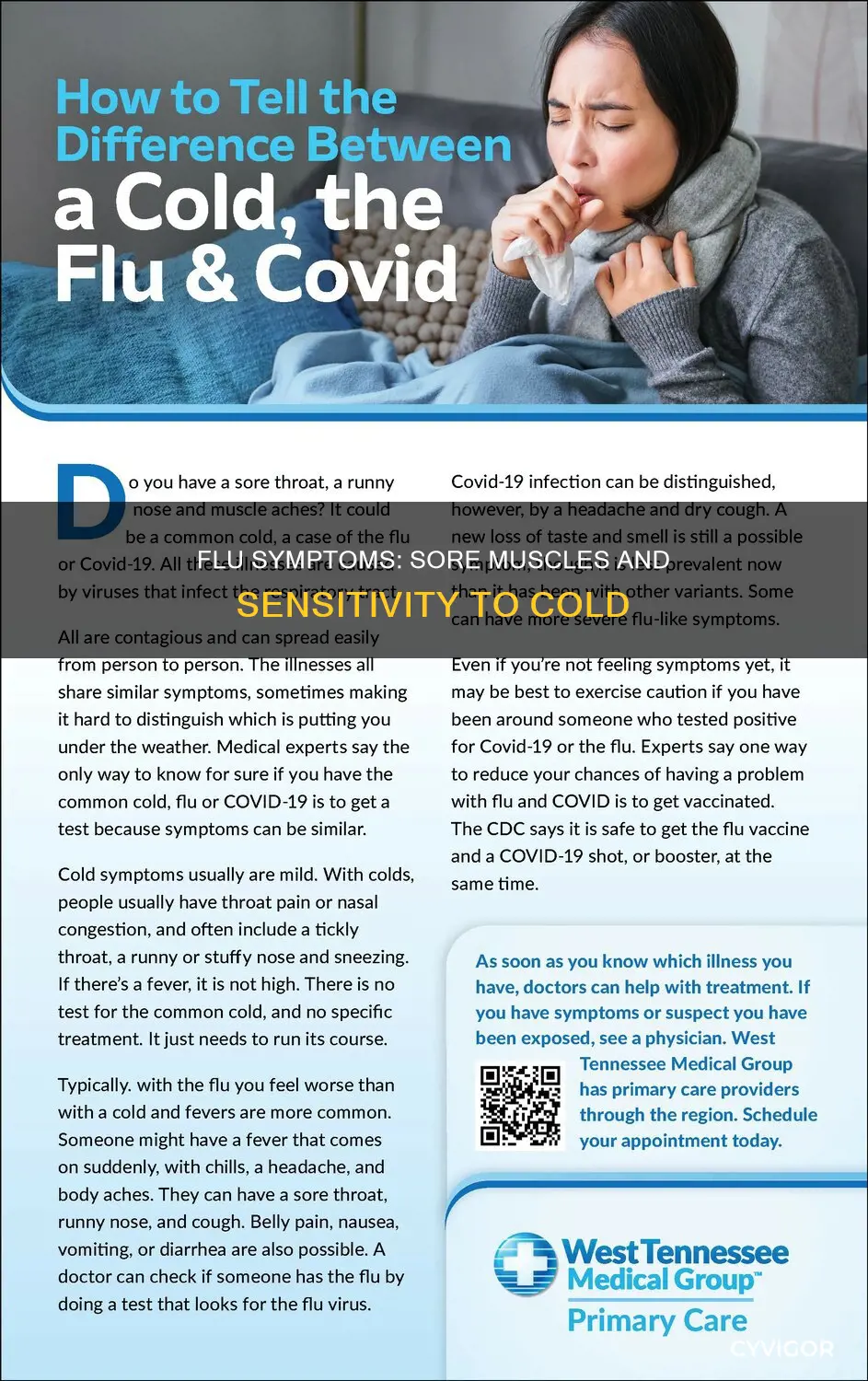 can flu cause sore muscles and over sensitivity to cold