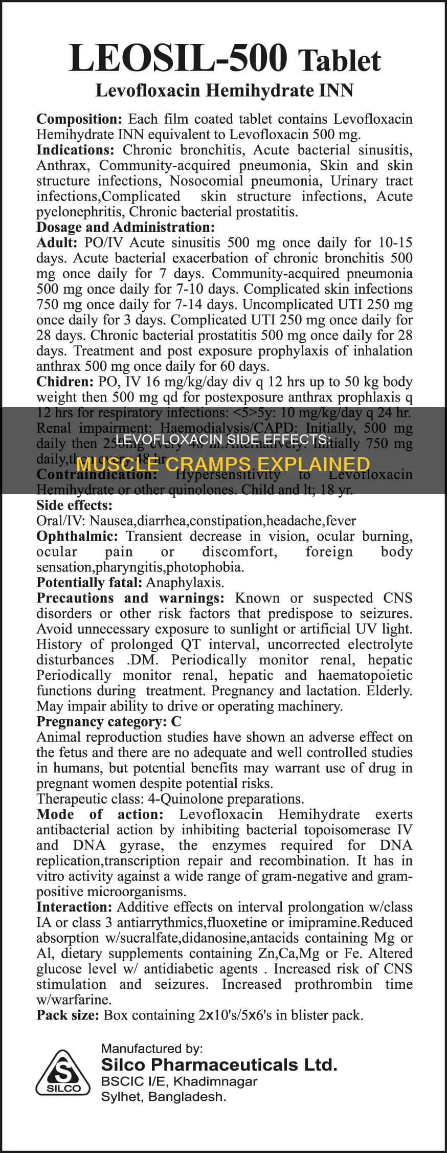 can levofloxacin cause muscle cramps