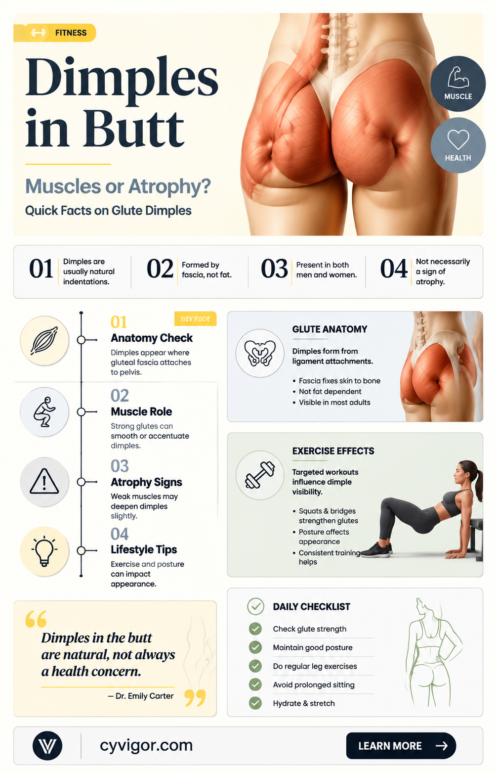 are dimples in butt caused by muscle atrophy
