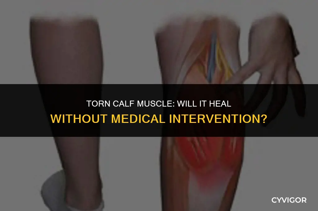 does a torn calf muscle heal on its own