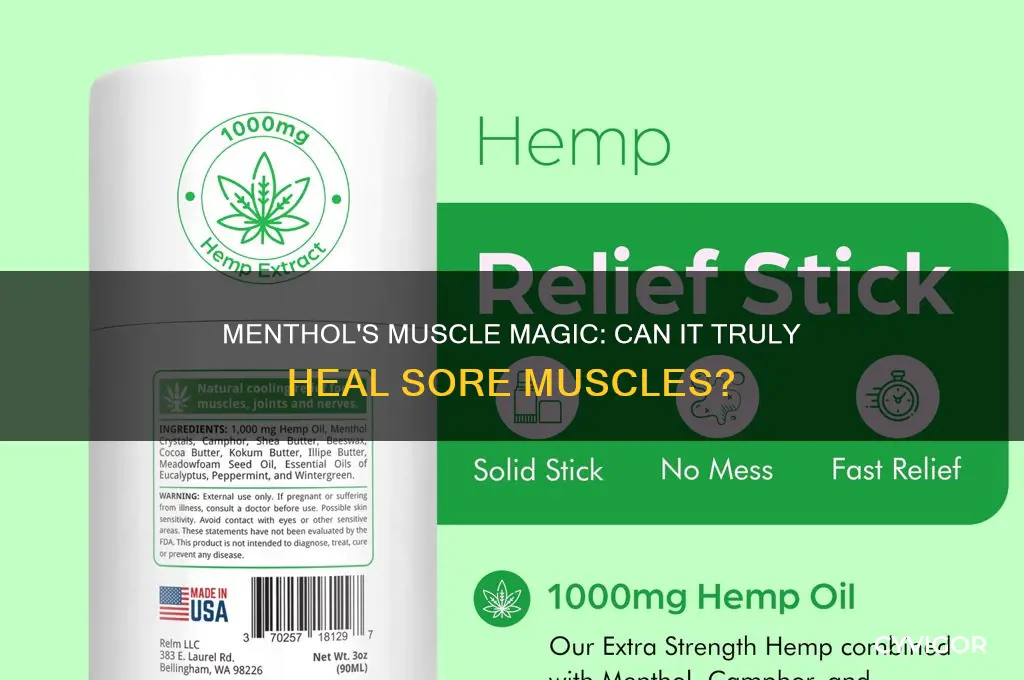 does menthol heal sore muscles