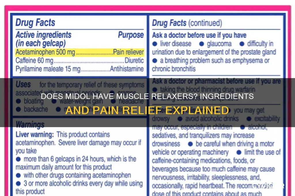 does midol contain muscle relaxer
