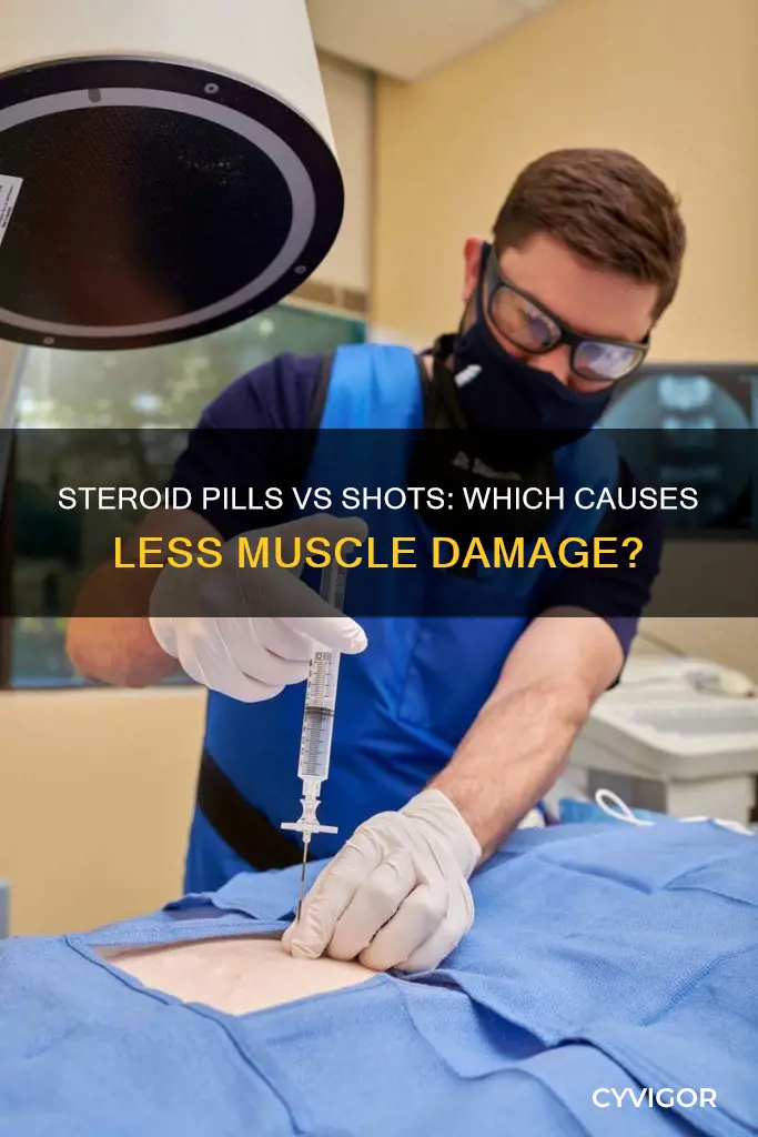 does steroid pills cause less muscle damage then steoid shots