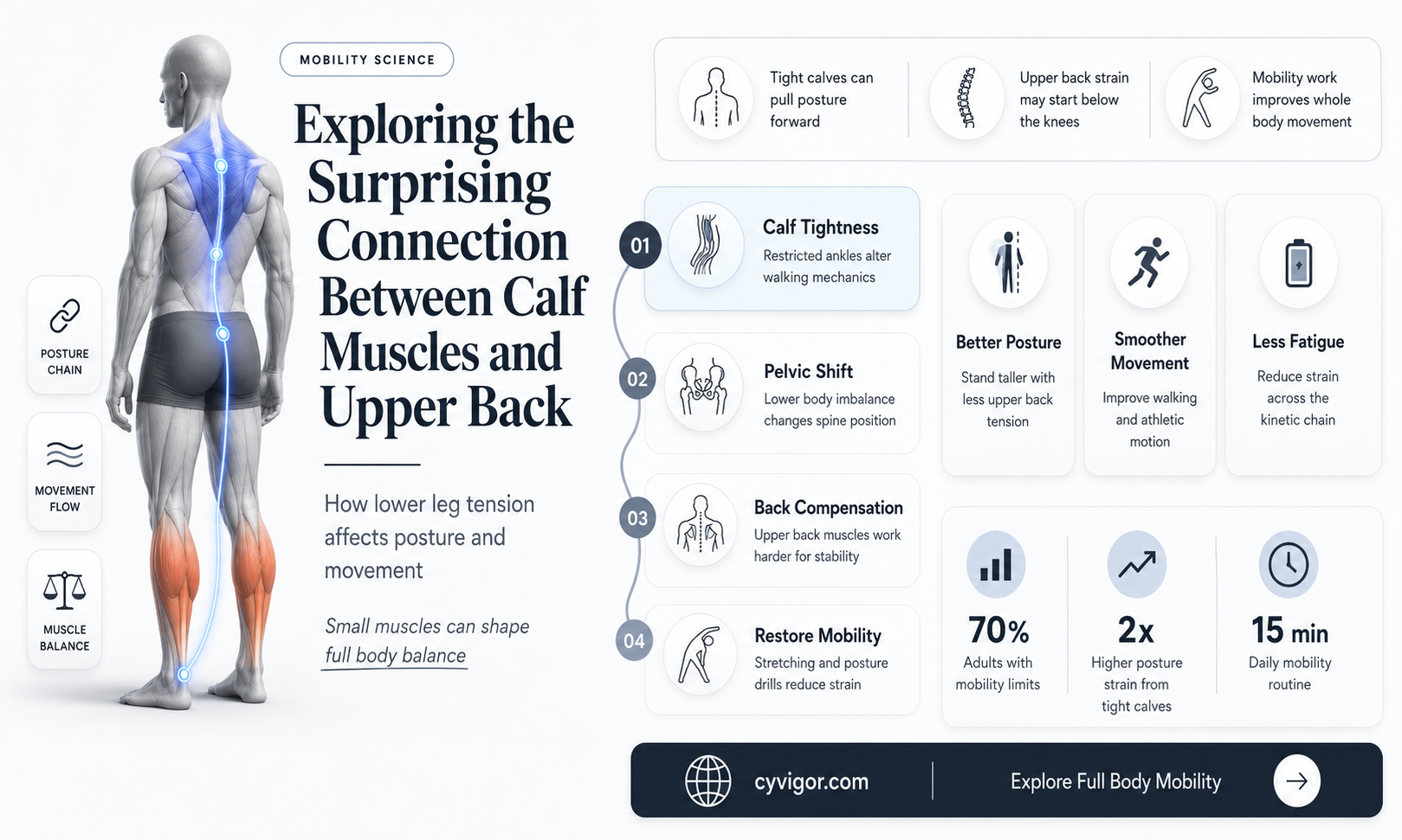 are my calf muscles connected to my upper back