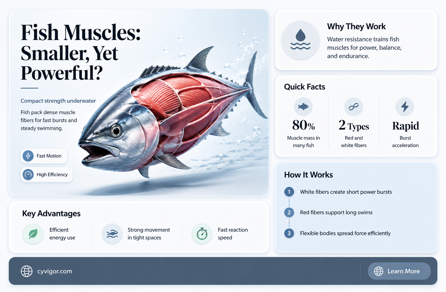 are muscles of fish smaller