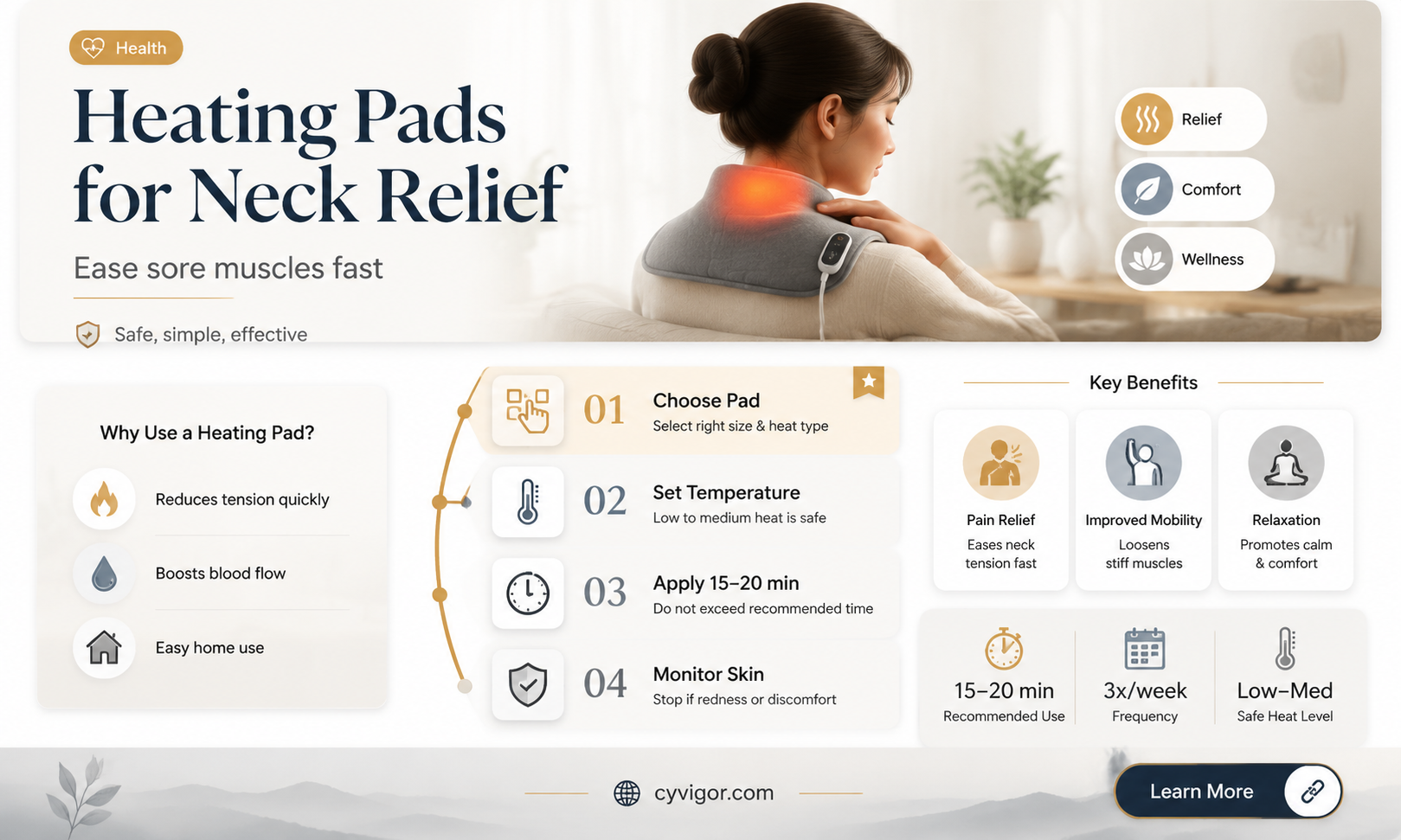 are heating pads good for sore neck muscles