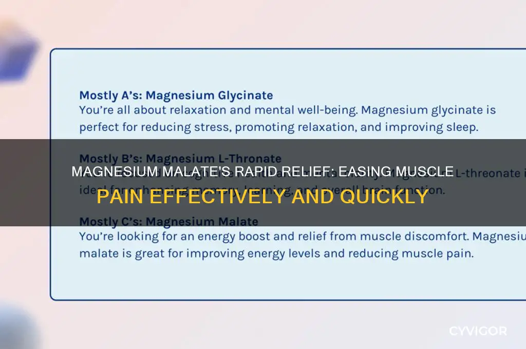 how fast does magnesium malate work on muscle pain