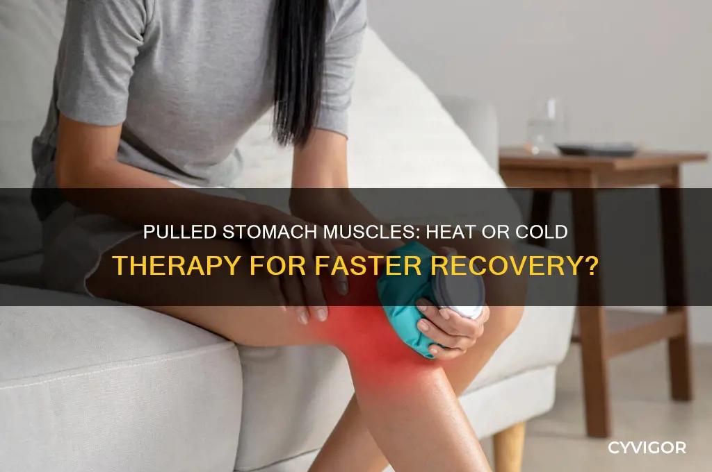 is heat or cold better for pulled stomach muscles