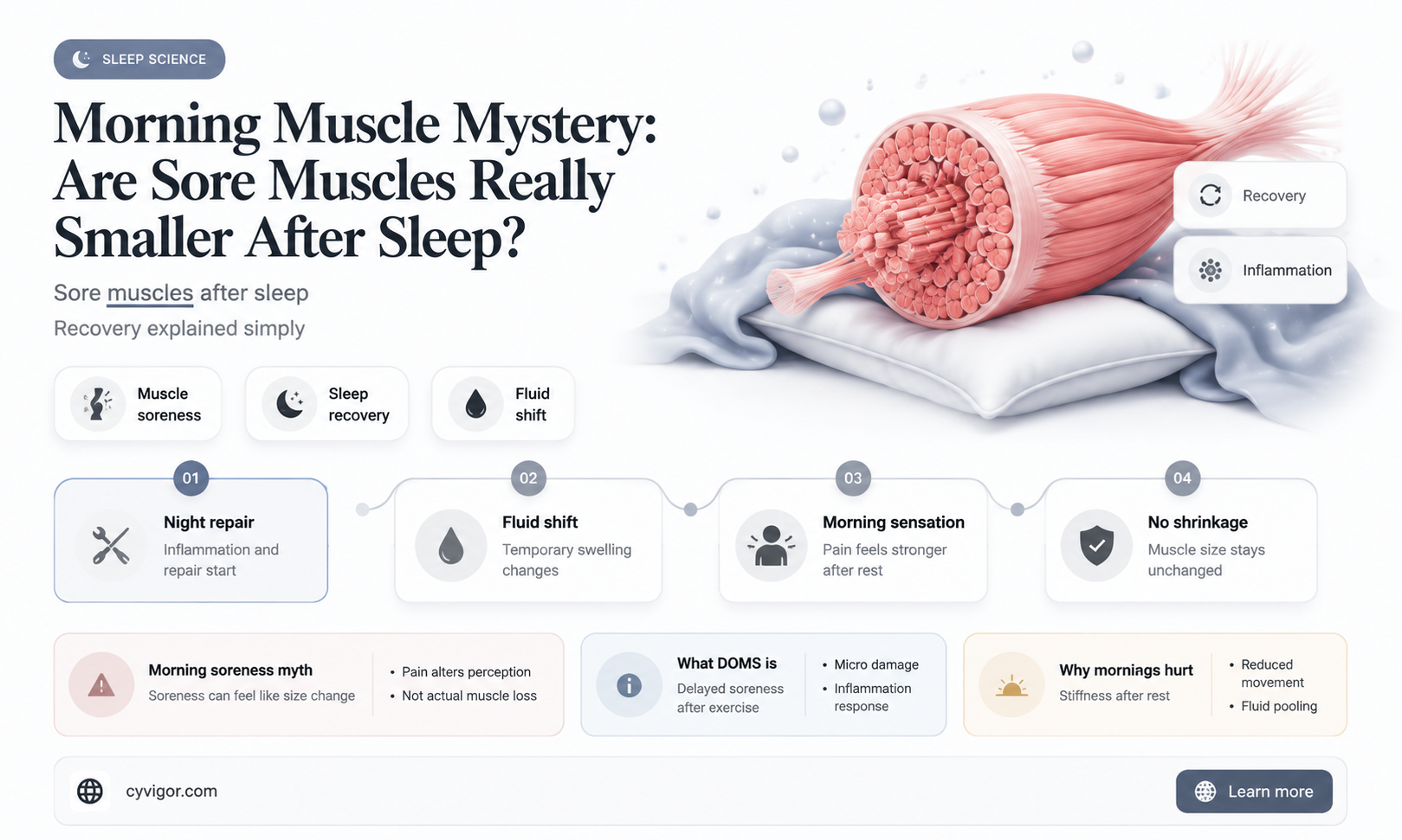 are sore muscles smaller in the morning