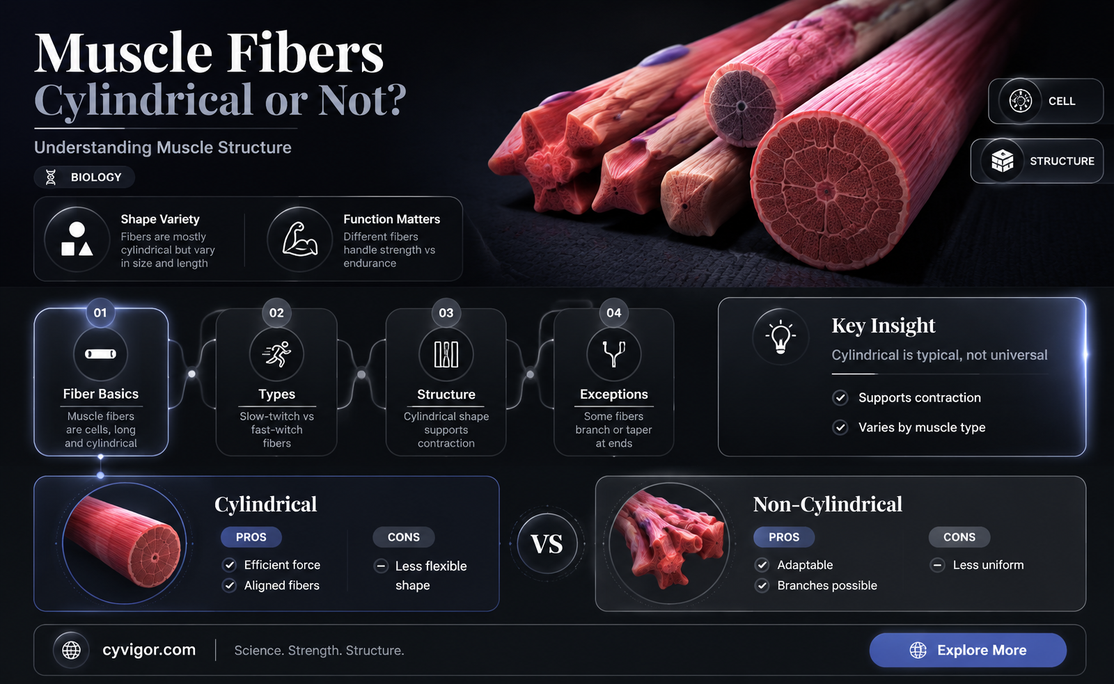 are muscle fibers cylindrical