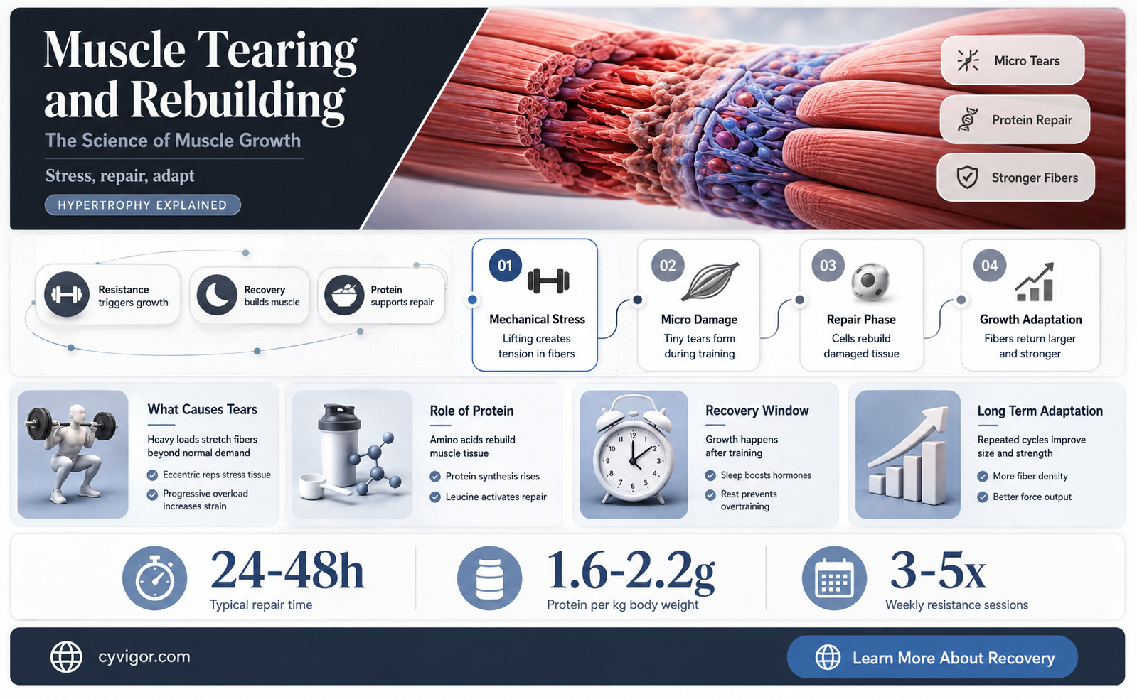 are muscles gained by muscle tearing and rebuilding