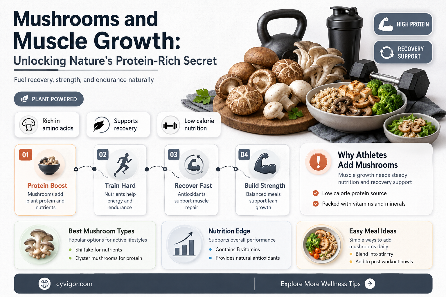 are mushrooms good for muscle growth