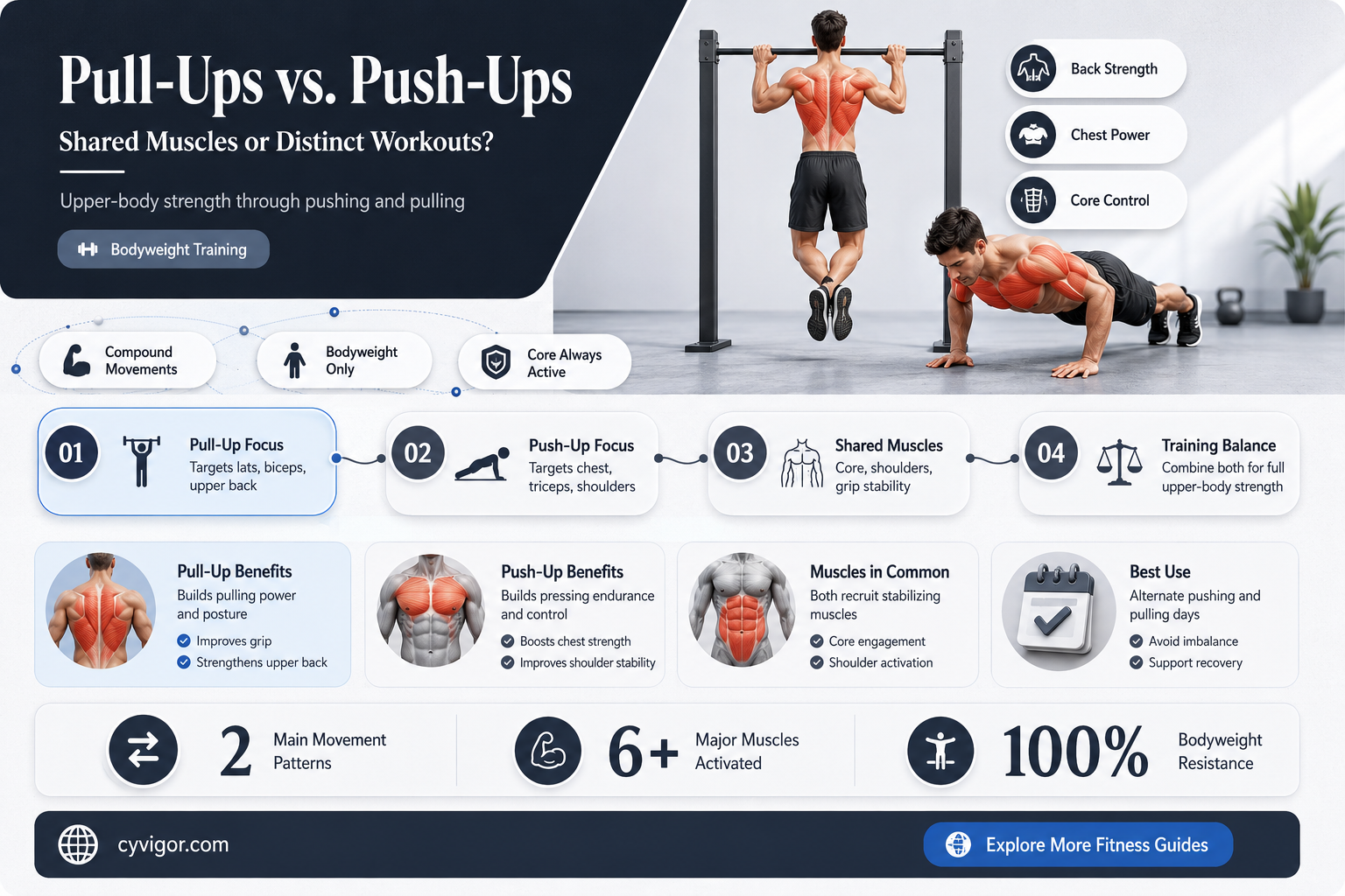 are pull ups and push ups using same muscles