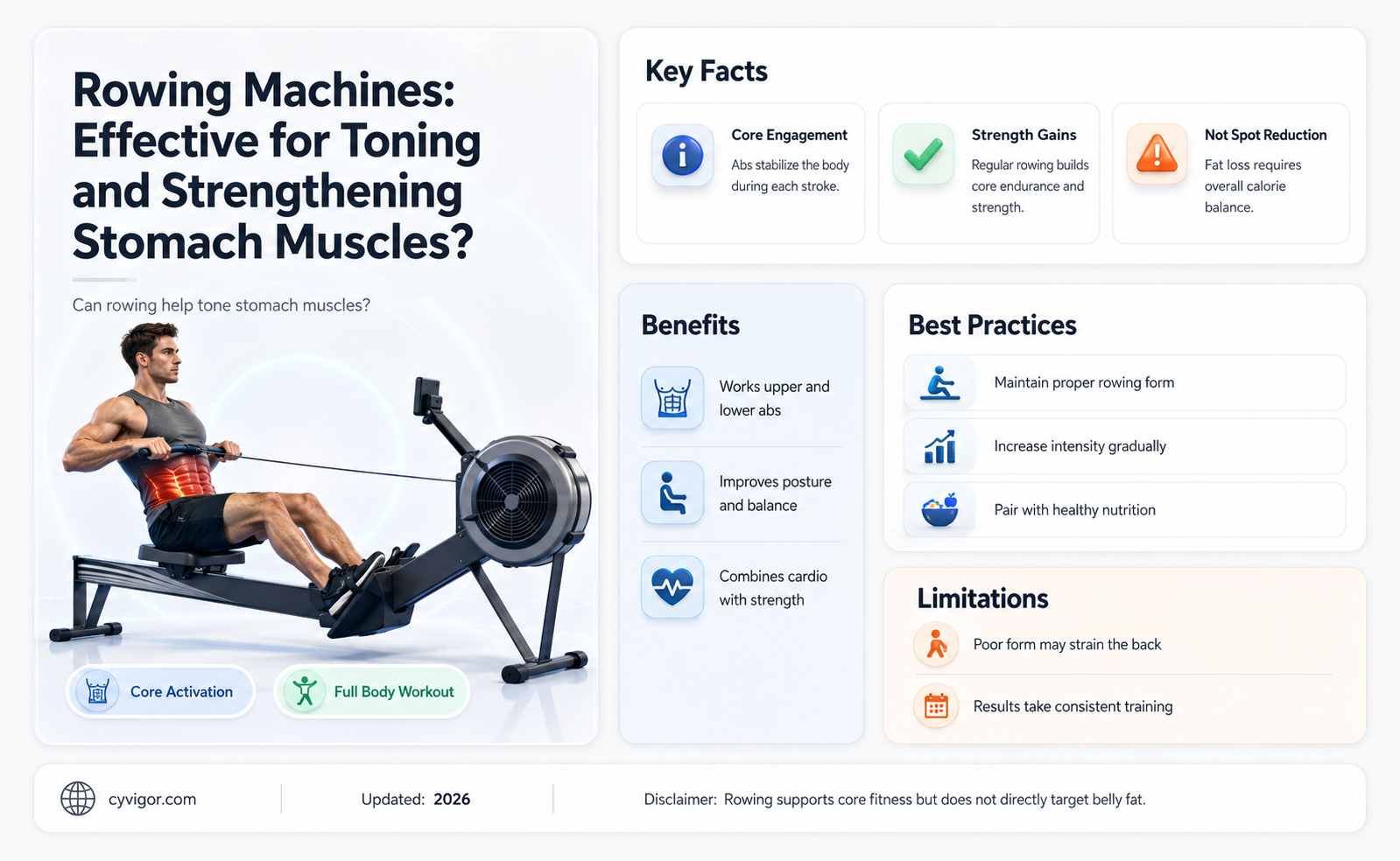 are rowing machines good for stomach muscles