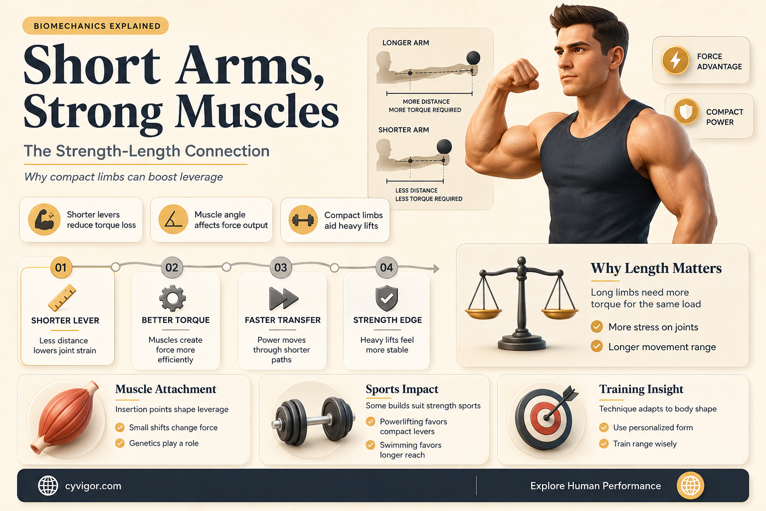 are muscles in short arms stronger