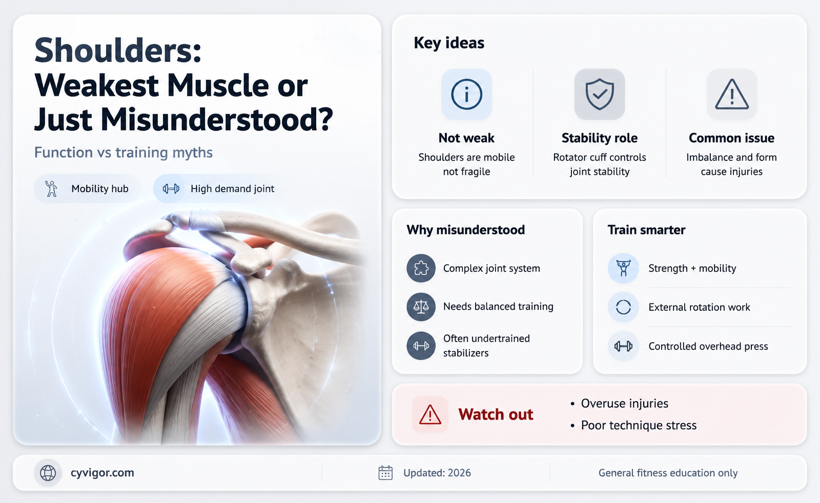 are shoulders the weakest muscle