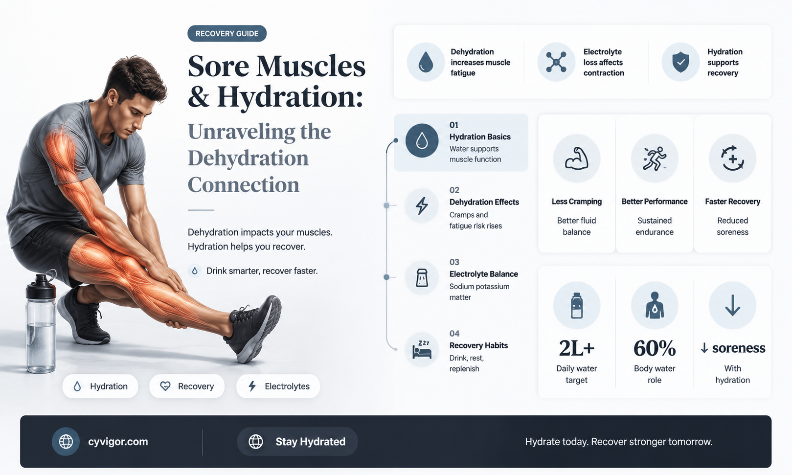 are sore muscles a sign of dehydration