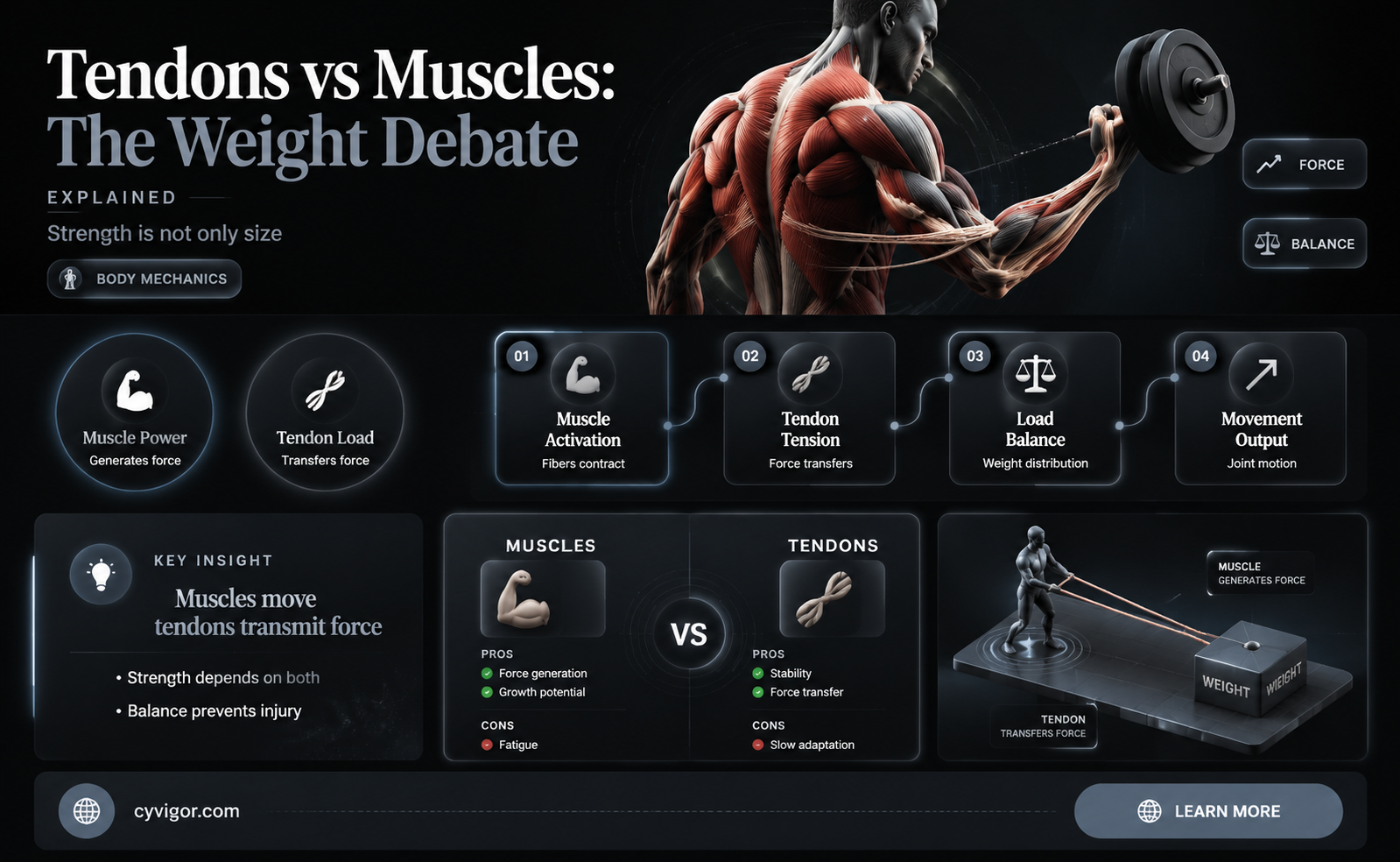 are tendons lighter than muscle
