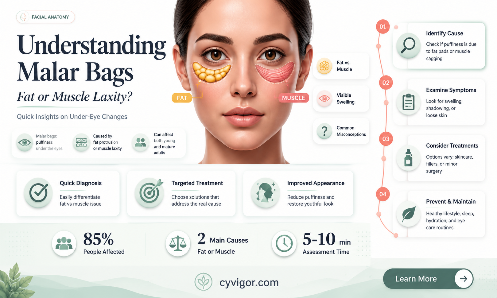 are malar bags caused by excess fat or muscle laxity