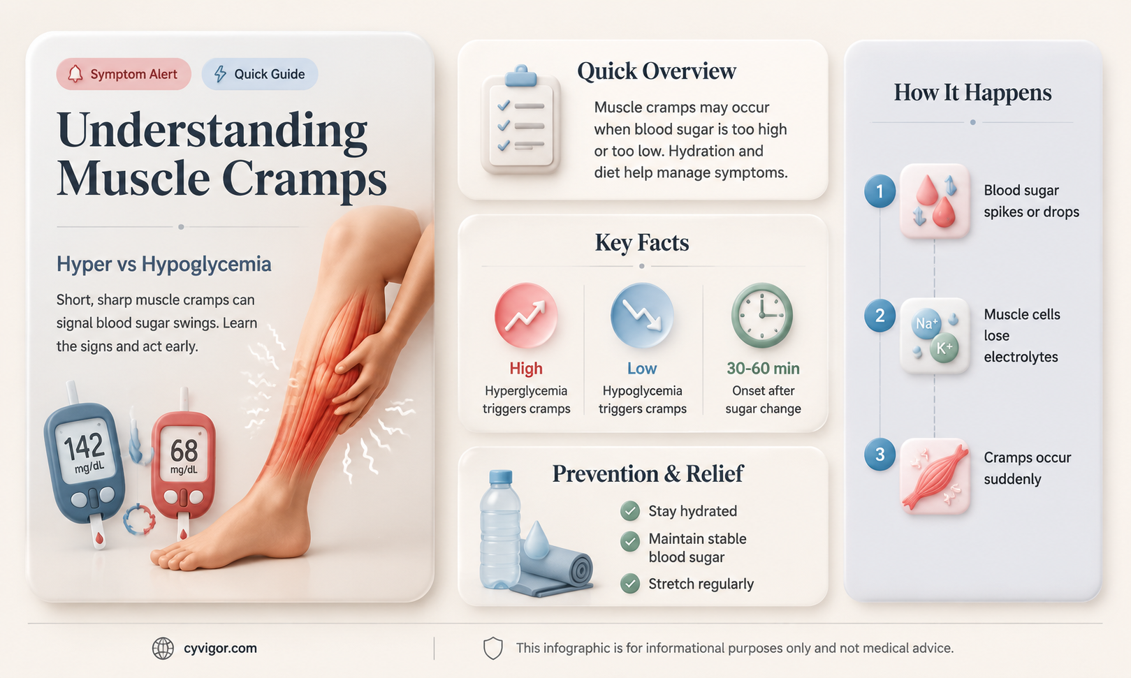 are muscle cramps symptoms of hyper and hypoglycemia