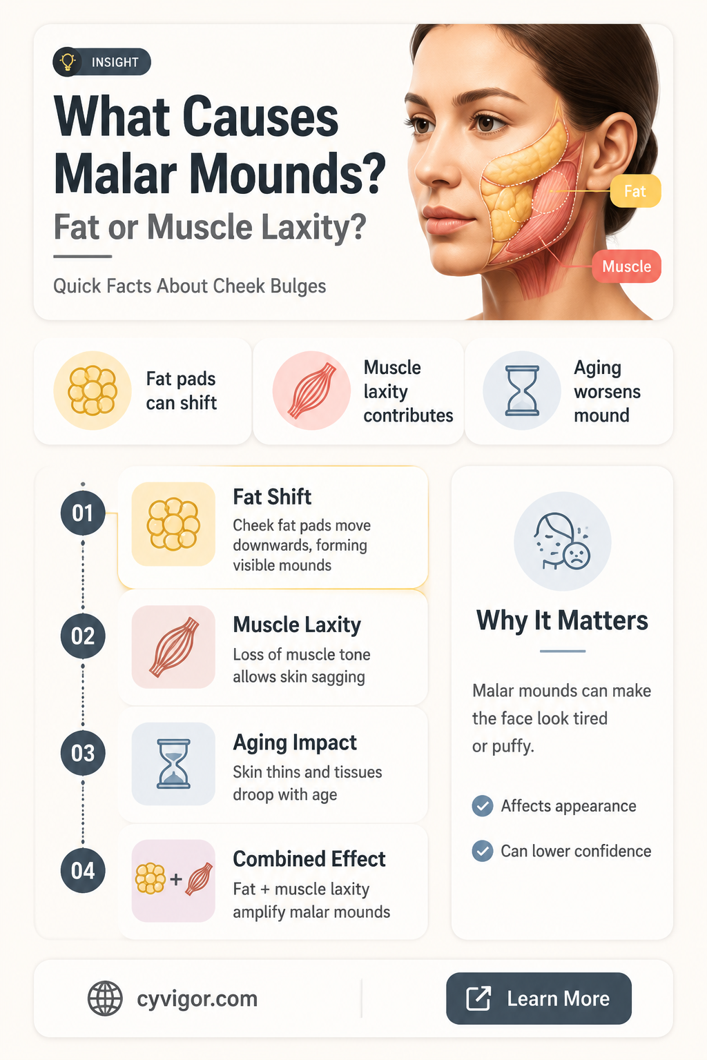 are malar mounds caused by excell fat or muscle laxity