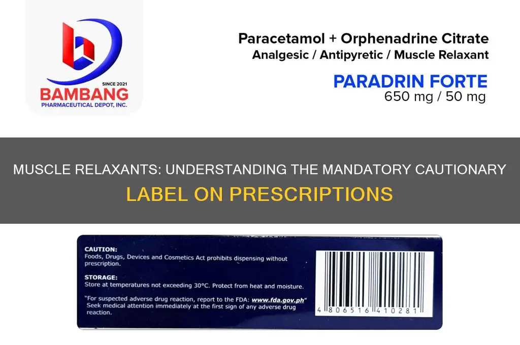 what cautionary label is put on all muscle relaxant prescription