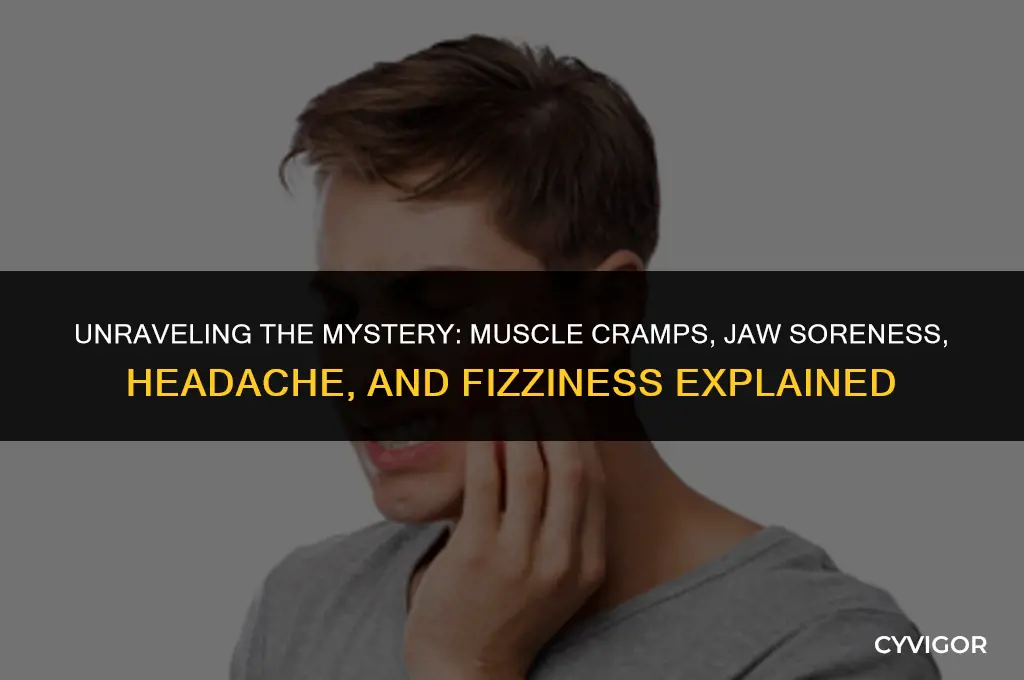 what does muscle cramps jaw soreness headache and fizziness mean